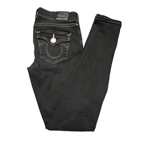 True Religion Casey with Flap in Tarmac Black colour size 24 skinny jeans dark - Picture 1 of 14